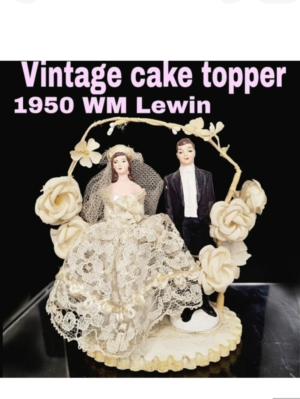 Vintage 1950s Bride and Groom Cake Topper Signed WN LEWIN